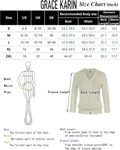 GRACE KARIN 2024 Women's 3/4 Sleeve Crochet Knit Button Down Cardigan Cropped Shrug Bolero Lightweight Sweaters Tops Rose Red M in Saudi Arabia