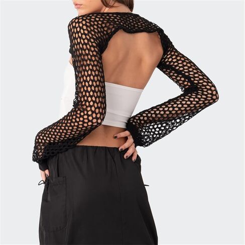 المرأة طويلة الأكمام بوليرو تجاهلت سترة مفتوحة الجبهة Y2K المحاصيل القمم قطرة الكتف الصلبة فضفاض سترة مشغولة من الصوف in Kuwait