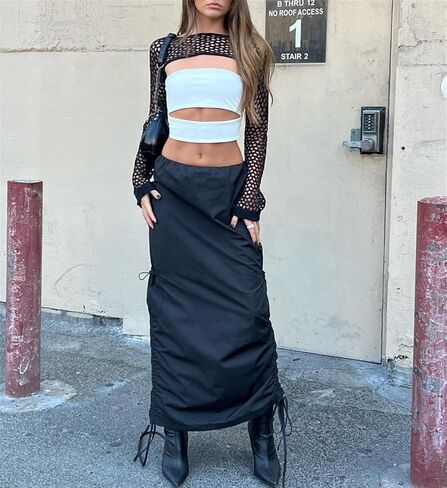 المرأة طويلة الأكمام بوليرو تجاهلت سترة مفتوحة الجبهة Y2K المحاصيل القمم قطرة الكتف الصلبة فضفاض سترة مشغولة من الصوف in Kuwait