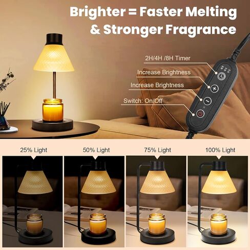 Candle Warmer lamp - Candle lamp Warmer with Timer,Electric lamp Candle Warmer with Dimmable Light,for Scented Wax No Smoke,with 2 Bulbs Bedroom Farmhouse Home Goth Decor Gift Electric in Saudi Arabia