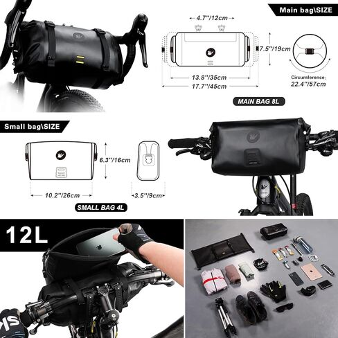 Rhinowalk 2PC Bike Handlebar Bag Set Waterproof Bicycle Front Tube Bag Large Capacity Storage Bag Shoulder Bag in Saudi Arabia