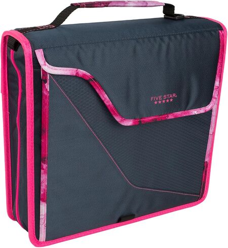 Five Star Zipper Binder, 3 Inch 3-Ring Binder for School, 5-Tab Expanding File, 850 Sheet Capacity, Removable Padded Case, Navy/Pink (292960D) in Saudi Arabia