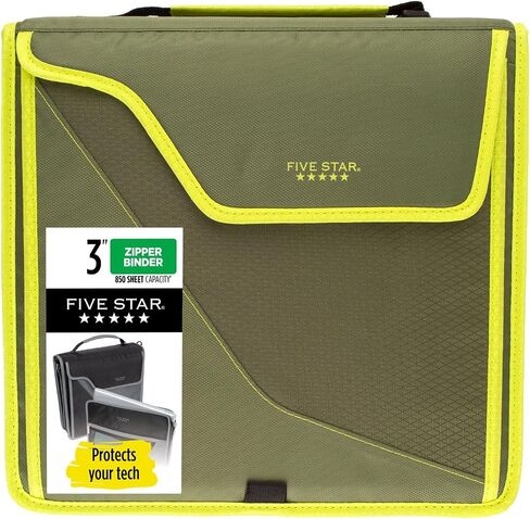 Five Star Zipper Binder, 3 Inch 3-Ring Binder for School, 5-Tab Expanding File, 850 Sheet Capacity, Removable Padded Case, Navy/Pink (292960D) in Saudi Arabia