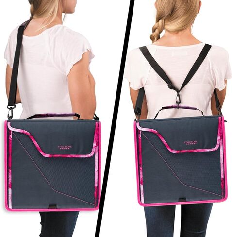 Five Star Zipper Binder, 3 Inch 3-Ring Binder for School, 5-Tab Expanding File, 850 Sheet Capacity, Removable Padded Case, Navy/Pink (292960D) in Saudi Arabia