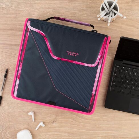 Five Star Zipper Binder, 3 Inch 3-Ring Binder for School, 5-Tab Expanding File, 850 Sheet Capacity, Removable Padded Case, Navy/Pink (292960D) in Saudi Arabia