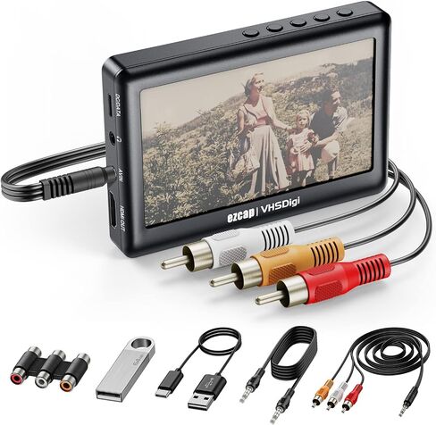 تحويل Vhs إلى Mp4 رقمي - مشغل أقراص مضغوطة من الفينيل إلى محول Mp3 - محول صندوق التقاط صوت فيديو عتيق لمشغل Hi8/شريط 8 مم/Vhs-c/كاميرا الفيديو / سطح Dv صغير، بديل Vhs إلى جهاز DVD in Saudi Arabia