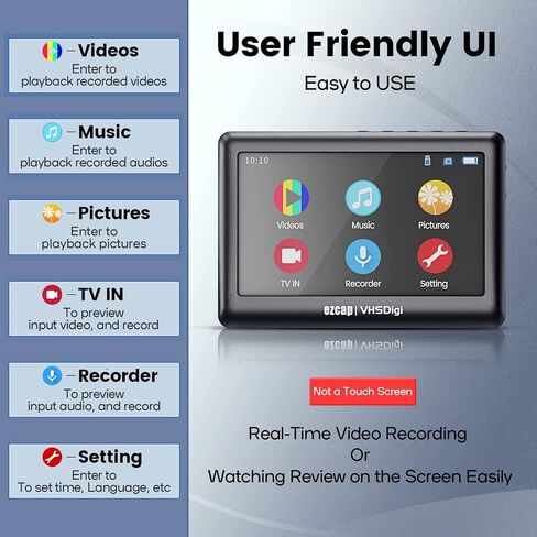 تحويل Vhs إلى Mp4 رقمي - مشغل أقراص مضغوطة من الفينيل إلى محول Mp3 - محول صندوق التقاط صوت فيديو عتيق لمشغل Hi8/شريط 8 مم/Vhs-c/كاميرا الفيديو / سطح Dv صغير، بديل Vhs إلى جهاز DVD in Saudi Arabia