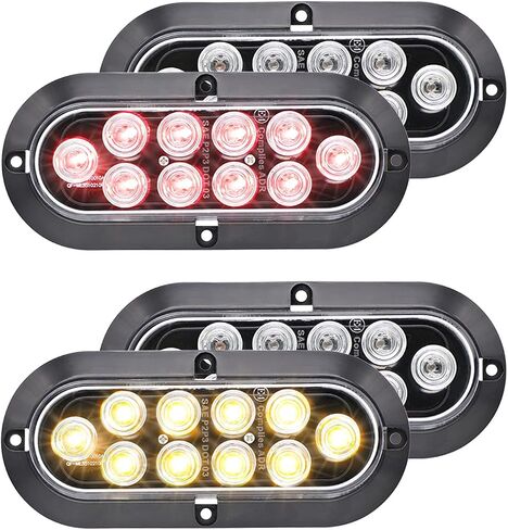 Meerkatt Oval 6 Inch Amber Light 10 LED Tail light Bulbs Turn Signal Lights Universal for Lorry Bus Trailer Van Boat Truck 12V DC Waterproof Pack of 4 in Saudi Arabia