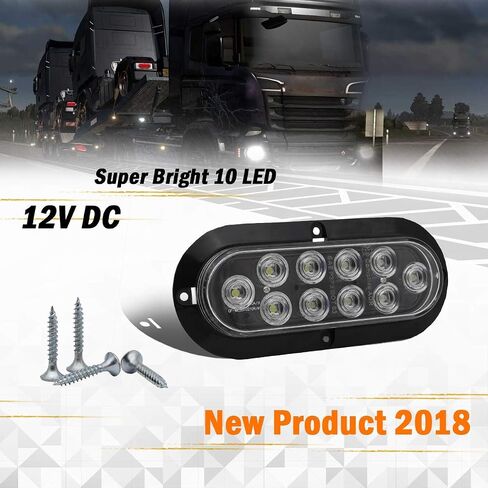 Meerkatt Oval 6 Inch Amber Light 10 LED Tail light Bulbs Turn Signal Lights Universal for Lorry Bus Trailer Van Boat Truck 12V DC Waterproof Pack of 4 in Saudi Arabia