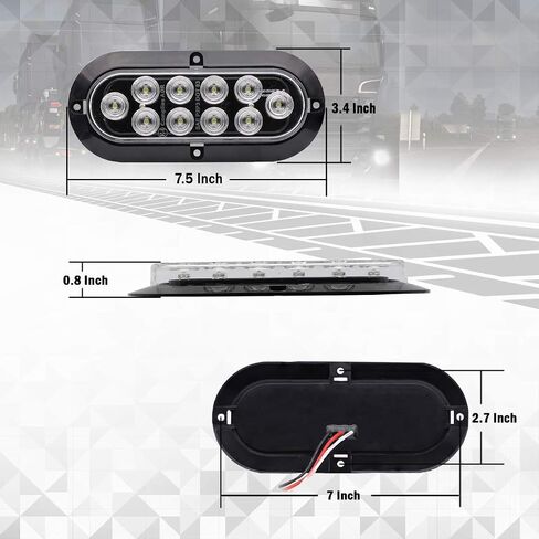 Meerkatt Oval 6 Inch Amber Light 10 LED Tail light Bulbs Turn Signal Lights Universal for Lorry Bus Trailer Van Boat Truck 12V DC Waterproof Pack of 4 in Saudi Arabia