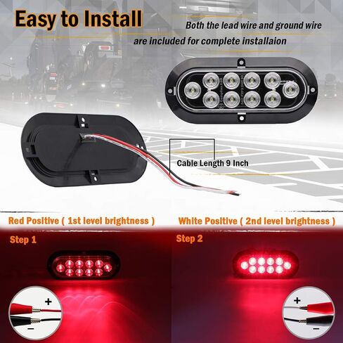 Meerkatt Oval 6 Inch Amber Light 10 LED Tail light Bulbs Turn Signal Lights Universal for Lorry Bus Trailer Van Boat Truck 12V DC Waterproof Pack of 4 in Saudi Arabia