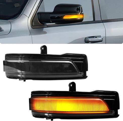 Sequential Side Mirror Turn Signal Lights Dynamic Indicator Strip Compatible with 2019-2022 Dodge Ram 1500,not fit for ram 1500 Classic 5th Gen Smoked Lens in Kuwait