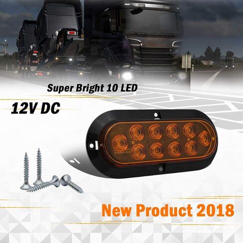 ميركات 4 قطع 6 بوصة بيضاوية LED مصابيح خلفية للمقطورة 2 أحمر + 2 كهرمان 10 ثنائيات شفافة عدسة شفة جبل، إيقاف الانعطاف إشارة الفرامل علامة الذيل LED ضوء شاحنة مقطورة RV حافلة 12 فولت DA12 in Saudi Arabia