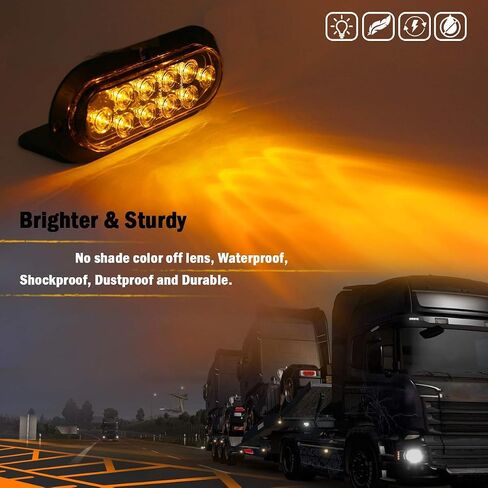 ميركات 4 قطع 6 بوصة بيضاوية LED مصابيح خلفية للمقطورة 2 أحمر + 2 كهرمان 10 ثنائيات شفافة عدسة شفة جبل، إيقاف الانعطاف إشارة الفرامل علامة الذيل LED ضوء شاحنة مقطورة RV حافلة 12 فولت DA12 in Saudi Arabia