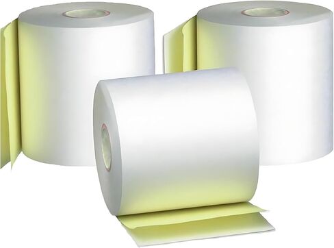 3 "× 90 '2 رقائق بيضاء كناري خالية من الكربون لفات الورق المطبخ استلام الطابعة POS تسجيل النقدية متوافق مع طابعات Clover Epson SNBC Star Sam4s Ellix Bixolon (10 لفات، 3 "× 90 قدم 2 رقائق) in Kuwait