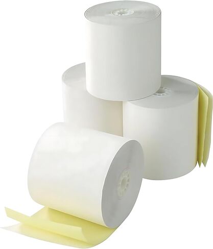 3 "× 90 '2 رقائق بيضاء كناري خالية من الكربون لفات الورق المطبخ استلام الطابعة POS تسجيل النقدية متوافق مع طابعات Clover Epson SNBC Star Sam4s Ellix Bixolon (10 لفات، 3 "× 90 قدم 2 رقائق) in Kuwait
