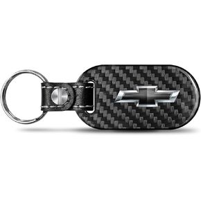 iPick Image for Chevrolet Black Logo Real Black Carbon Fiber Tag Style Key Chain - Official Licensed in Kuwait