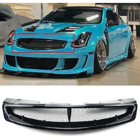 Front Bumper Grille Grill Compatible with For Infiniti G35 2DR Coupe 2003-2007 JDM Sport Style Front Hood Mesh Grille (Glossy Black) in Kuwait