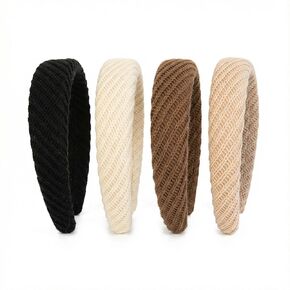 عصابات رأس للنساء، 4 قطع من رباط شعر محبوك واسع وسميك، عصابة شعر أنيقة غير قابلة للانزلاق، إكسسوارات شعر من القماش المريح للفتيات اللاتي يغسلن مكياج الوجه لخلق قمة جمجمة عالية (محايدة) in Kuwait