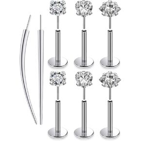 Oufksiyy F136 تيتانيوم 20 جرام 18 جرام 16 جرام حلقات الأنف ترصيع بدون خيط أقراط خلفية مسطحة جراحية زرع الشفاه الصف ميدوسا لابريت مسمار ثقب المجوهرات 6 مم 8 مم 10 مم مسمار الأنف المسطح لدغات الأفعى in Kuwait