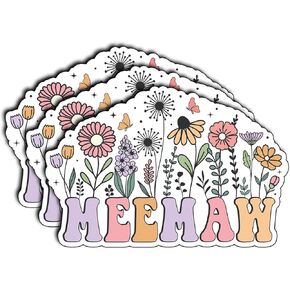 (3 قطع) ملصق Meemaw زهري مضحك جمالي من الفينيل مقاوم للماء لجهاز الكمبيوتر المحمول زجاجة مياه سجل القصاصات مجلة هدايا التهنئة للجدة والأحفاد تقدير عيد الأم وعيد الميلاد (2 × 1.5) in Kuwait