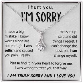 قلادة أنا آسف لرفيق الروح لها، إلى توأم روحي، هدية مضحكة لصديقتك، شخصية، أفضل هدية عيد ميلاد للزوجة، مجوهرات نسائية رومانسية (صندوق قياسي، كنت أنانيًا) in Kuwait