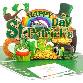 Magic Ants St. Patrick's Day Pop-Up Card | Rainbow, Shamrocks, Leprechaun Hat, Pot of Gold | Festive 3D Design | Happy St. Patrick's Day | Irish Greeting Card in Saudi Arabia