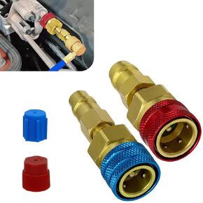 Pack-2 R1234yf Adapter, Quick Couplers to R134A, High/Low Pressure Connector Conversion Kit, 2.7" x 0.8" Quick Coupler for Refrigerant AC Systems Charging (Gold) in Kuwait