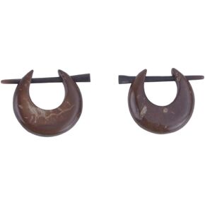 Coconut Shell Natural Hoop Huggie Earrings with Stick Posts, Handcrafted Hippie Style Jewelry for Men Women, Moon Shape 17mm in Kuwait