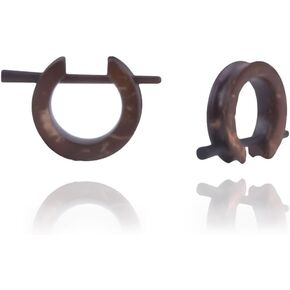 Coconut Shell Natural Hoop Huggie Earrings with Stick Posts, Handcrafted Hippie Style Jewelry for Men Women, U Shape 16-17mm in Kuwait