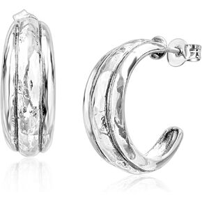 JEAN RACHEL JEWELRY 925 Sterling Silver Hoop Earrings for Women – Small Bold Dome – Hypoallergenic, Lead & Nickel Free Chunky Hoops in Kuwait