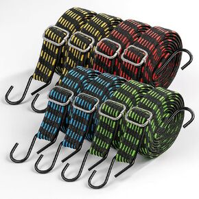 8 قطع من حبال بنجي مسطحة قابلة للتعديل مقاس 77-84 بوصة مع خطاف، أشرطة مطاطية شديدة التحمل للاستخدام في الهواء الطلق، أشرطة بنجي مطاطية طويلة ومسطحة عالية المرونة، لتحريك أقمشة الأمتعة، ملونة in Kuwait