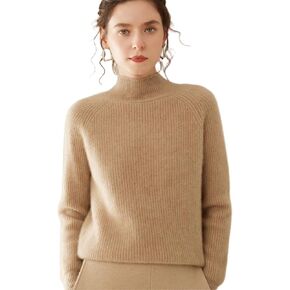 Women's Cashmere Wool Blend Classic-Fit Long-Sleeve Turtleneck Thick Knit Sweater in Kuwait