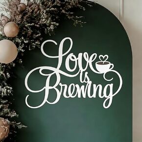 Love is Brewing Sign for Backdrop,Wooden Wedding Party Wall Decorations for Bridal Shower,Engagement Party,Coffee Themed Photo Booth Decor in Kuwait