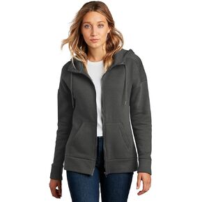 District Women's Perfect Weight Fleece Drop Shoulder Full-Zip Hoodie DT1104 in Kuwait