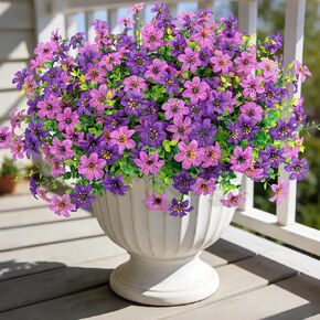 Ouddy Decor 24 Bundles Artificial Flowers for Outdoors Fake Silk Flowers Faux Plastic Plant UV Resistant for Spring Summer Porch Garden Yard Planter Wedding Indoor Outdoor Home Decoration, Multicolor in Kuwait