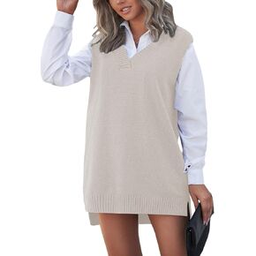 HangNiFang سترة طويلة سترة للنساء 2025 المتضخم متماسكة سترة دون أكمام فستان قصير البلوز الجانب سبليت القمم in Kuwait