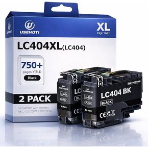 LC404 LC404XL Black Ink Cartridges, Compatible with Brother LC404BK LC404 Replacement for MFC-J1205W MFC-J1215W MFC-J1205W XL Printers (Black, 2-Pack) in Kuwait