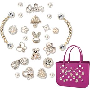 Bag Charms for Bogg Bag Accessories 25PCS Bling Acrylic Decorative Bogg Bag Charms for Beach Tote Rubber Bag Accessories in Kuwait