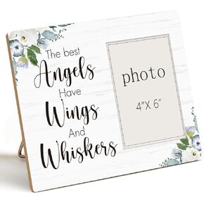 Kitten Cat Memorial Photo Frame, The Best Angels Have Wings and Whiskers Wooden Picture Frame, Memorial Gifts For Loss Of Cat, Photo Frame Sympathy Gift For Cats Owner Mom, Tabletop Wall Display (4x6 Inch Photo) in Saudi Arabia