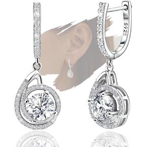 أقراط متدلية للنساء من الفضة الاسترليني أقراط متدلية لا تسبب الحساسية مكعبة سباركلي زرونسيا حلقة حلق للأذنين الحساسة أزياء خفيفة الوزن للنساء هدايا مجوهرات للأم والزوجة in Kuwait