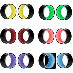 12PCS Stainless Steel Ear Gauges Plugs Double Flare Mix Color Flesh Tunnels Ear Stretcher Expander Body Jewelry for Women and Men in Kuwait