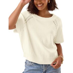 سترة نسائية خفيفة الوزن بأكمام قصيرة من Elitechoice سترة صيفية كاجوال محبوكة in Kuwait