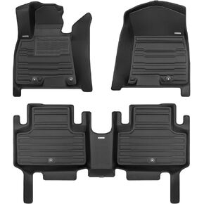 TuxMat - for Genesis GV80 5-Seater 2021-2024 Models - Custom Car Mats - Maximum Coverage, All Weather, Laser Measured - This Full Set Includes 1st and 2nd Rows Black in Kuwait
