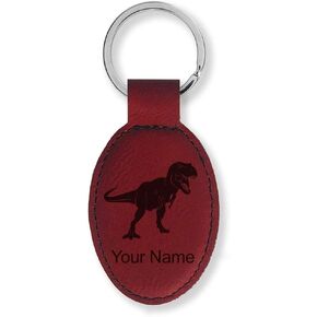 LaserGram Oval Keychain, Tyrannosaurus Rex Dinosaur, Personalized Engraving Included in Kuwait