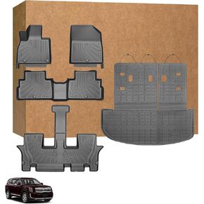 Floor Mats for Kia Telluride 2020 2021 2022 2023 2024 2025 7/8 Seats, TPE TPE Non-Slip Summer Winter All Weather Protection Custom Fit Floor Liners & Seatback Mat & Cargo Liner in Kuwait
