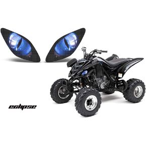 AMR Racing ATV Headlight Eye Graphics Decal Cover Compatible with Yamaha Raptor 660 2001-2005 Eclipse Blue in Kuwait