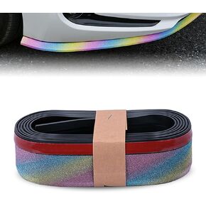 2.5m Soft Rubber Car Front Bumper Spoiler Lip & Side Skirt Protector - Non-Fade Scratch-Resistant Guard Strip Air Dam, Shiny Colorful Fashion Decal, Universal for Most Vehicles (Multicolored) in Kuwait