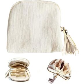 Travel Jewelry Organizer Case - Velvet Zipper Pouch with 6 Compartments for Bracelets, Earrings, Necklace, Anti-Scratch Storage, Valentine Gifts for Women (Peacock Green) in Kuwait