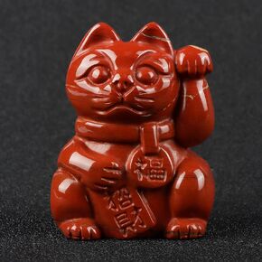 SMQ Tiger Eye Crystal Lucky Cat Statue Figurine Maneki Neko,Hand Carved Gemstone Feng Shui Fortune Money Cat Animal Carvings for Greater Fame and Successful Career in Kuwait